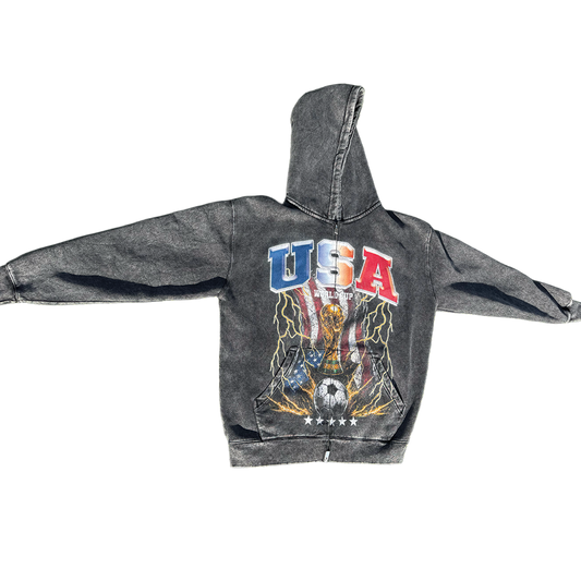 VLV3 "USA WORLDCUP" FADED BLACK ZIP-UP