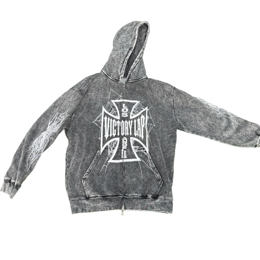VLV3 "SPIDERWEB" ACID WASH ZIP-UP