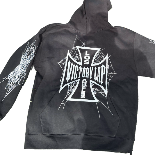 VLV3 "SPIDERWEB" FADED BLACK PULLOVER