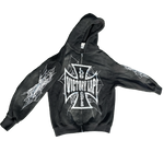 VLV3 "SPIDERWEB" FADED BLACK ZIP-UP
