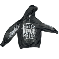 VLV3 "SPIDERWEB" FADED BLACK ZIP-UP