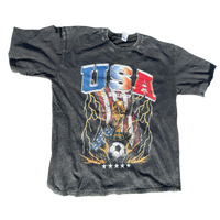 VLV3 "USA WORLDCUP" ACID WASH BLACK SHIRT